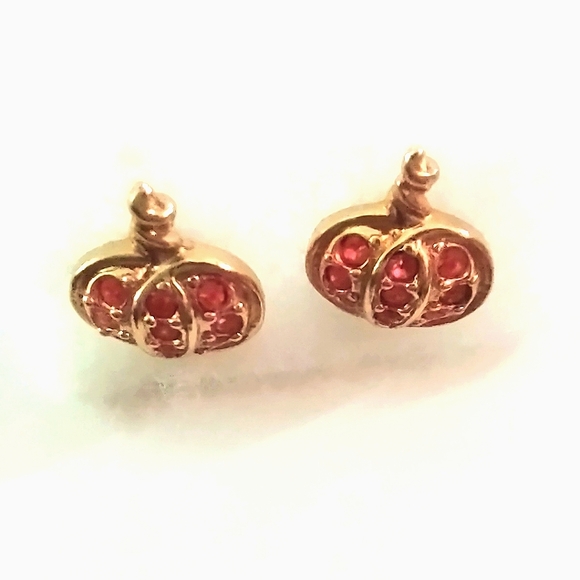 Sparkling Orange Crystal Pumpkin Shaped Earrings - Picture 4 of 10